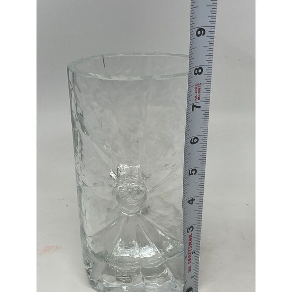 Sunburst Vase Iced Glass by Rune Strand Sea Glasbruk, 1960s Sweden MCM Crystal - Picture 11 of 11